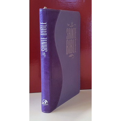 Bible Segond 1910, duo parme, similicuir souple, avec fermeture éclair