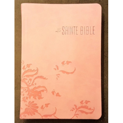 Bible souple similicuir Rose Arabesques, tranche blanche