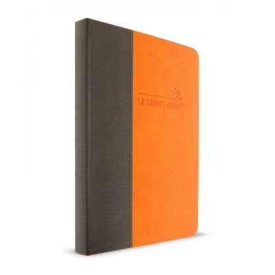 Bible confort souple duo Orange/Gris, avec fermeture éclair Esaie 55