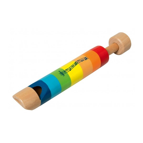 Flûte à piston en bois Arc-en-ciel, notes de musique et ichtus
