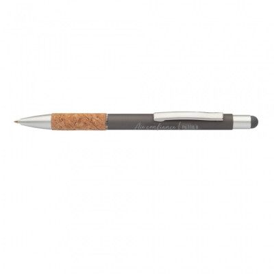 Stylo tactile en aluminium et liège Confiance gris