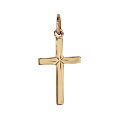 PENDENTIF CROIX PLAQUÉ OR DIAMANTE ETOILE dim 20x12 mm