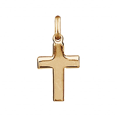 PENDENTIF CROIX PLATE 18MM PLAQUÉ OR
