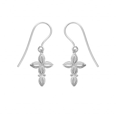 BOUCLES D'OREILLES ARGENT PLATINÉ DORMEUSE 15X 10MM