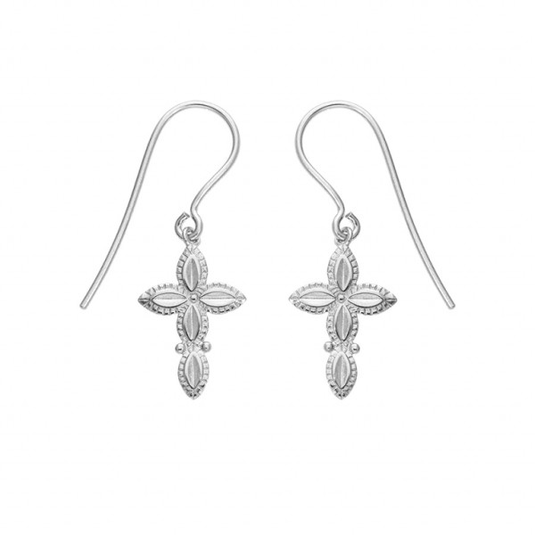 BOUCLES D'OREILLES ARGENT PLATINÉ DORMEUSE 15X 10MM