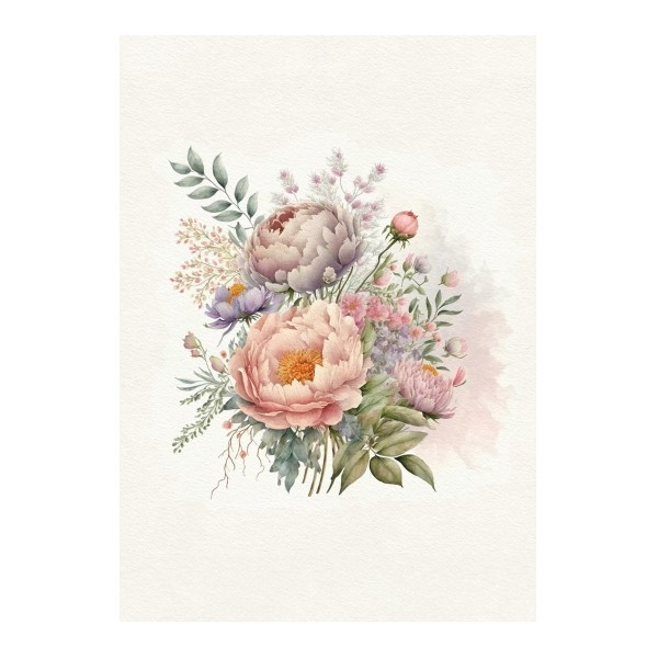 Carte sans texte Bouquet de fleurs en aquarelle