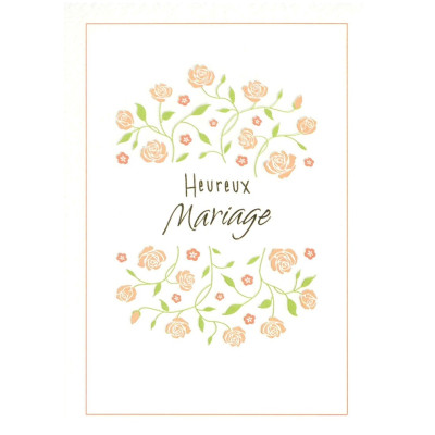 Carte double - Heureux Mariage -Roses-
