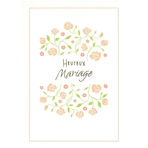 Carte double - Heureux Mariage -Roses-