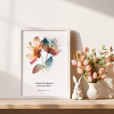 POSTER A4 avec cadre"La joie du Seigneur…" - Néhémie 8, 10