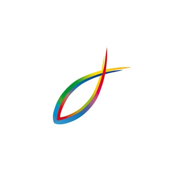 Autocollant Ichtus arc en ciel transparent