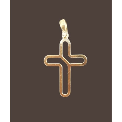 Pendentif Croix stylisé - Argent 925%, plaqué or.