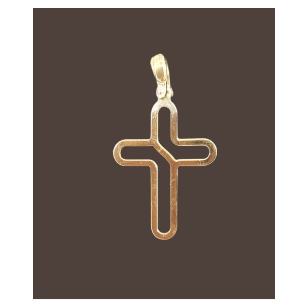 Pendentif Croix stylisé - Argent 925%, plaqué or.