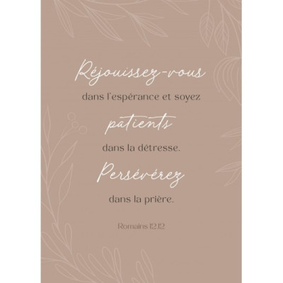 Carte avec verset Décorations florales sur fond pêche