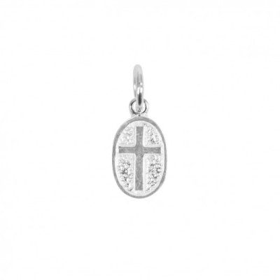 Pendentif croix ovale en argent