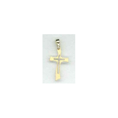 Pendentif croix/croix découpé 29x14 cm en plaiton plaqué