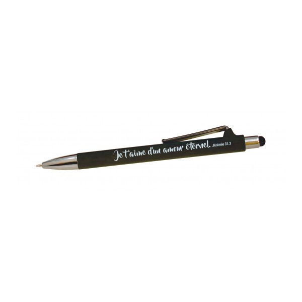 Stylo à bille avec stylet tactile gris