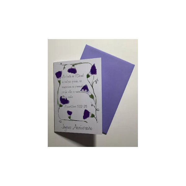 Carte Double Joyeux Anniversaire" Ipomée Verset Lamentations 3v22-23