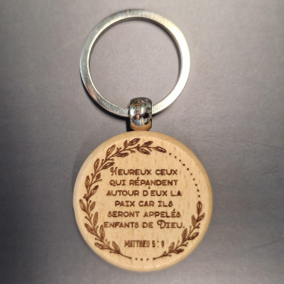 Porte-clés bois – Matthieu 5 : 9