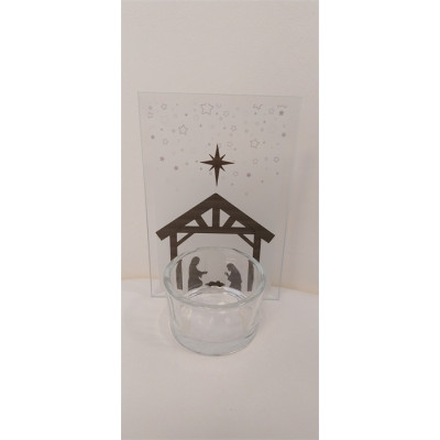 Bougeoir en verre avec motif - Nativité