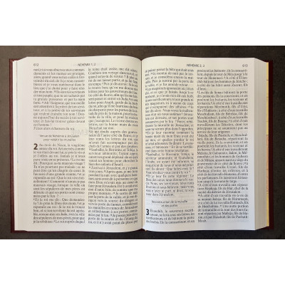 Bible NEG gros caractères, tranche blanche, couverture rigide grenat