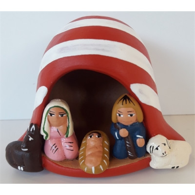 Crèche de Noel dans bonnet - 6,5x5,5cm