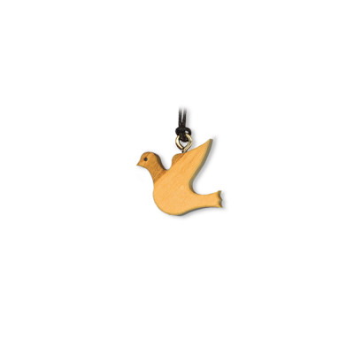 Pendentif colombe sur cordon - bois d'olivier - 24mm