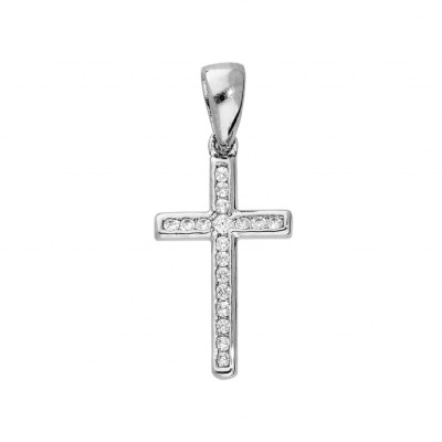 PENDENTIF CROIX ARGENT RHODIE OXYDES BLANCS SERTIS GRAND MODELE