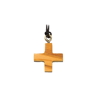 Croix sur cordon carré - bois d'olivier - 22mm