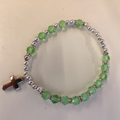 Bracelet croix - immitation cristal émeraude