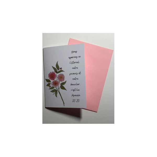 Carte Double Zinnias Avec Verset Psaume 33v20