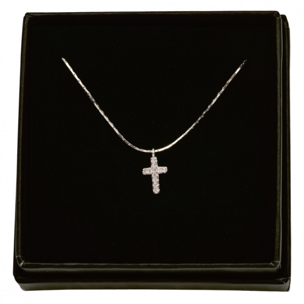 Collier « Croix » argent zirconium