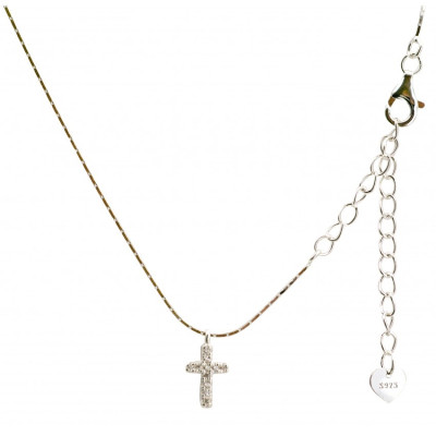 Collier « Croix » argent zirconium