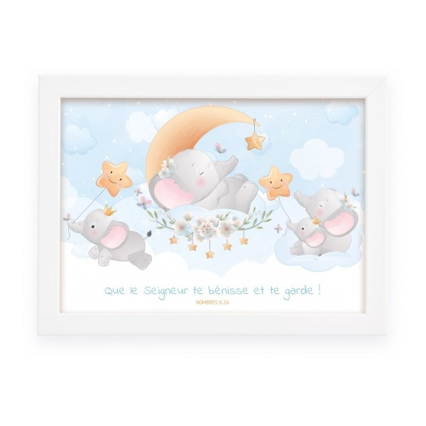 Cadre poster enfant Eléphanteau
