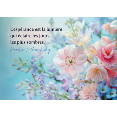 Carte Citation Bouquet de fleurs sur fond bleu