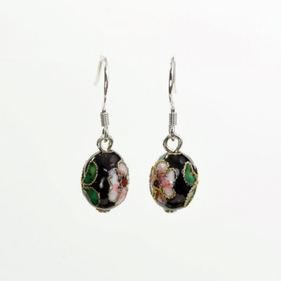 Boucles d'oreilles - Fleur de perle noire