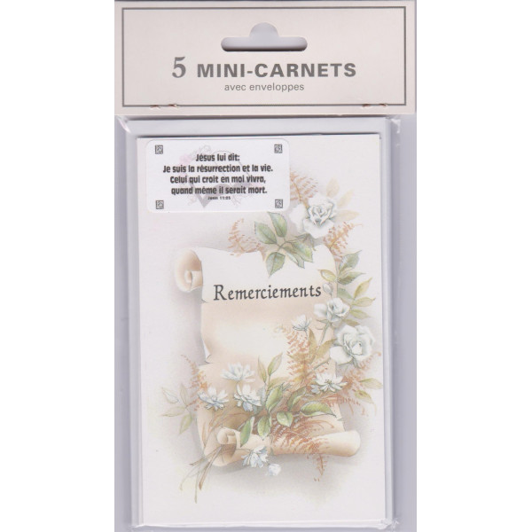 Cartes Condoléances Remerciements (paquet de 5 mini-carnets)