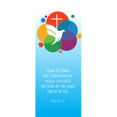 Signet avec verset : Que le Dieu de l'espérance vous comble de joie et de paix dans la foi. Rm 15v13