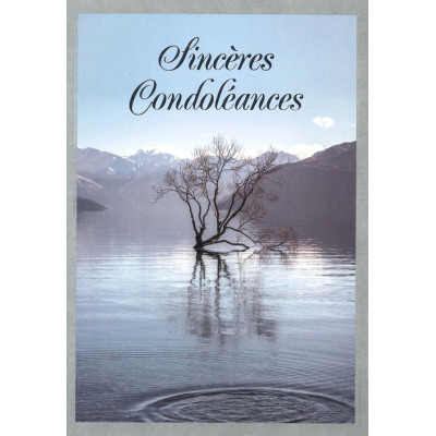 Carte double Sincères Condoléances - 12x17cm/cello+enveloppe